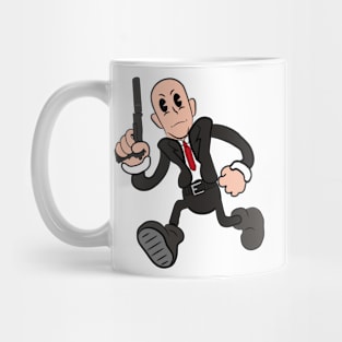 Secret agent bald assassin rubber hose vintage cartoon Mug